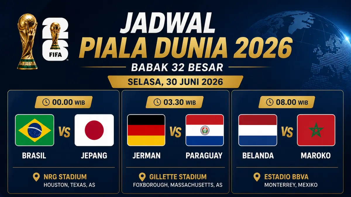 Jadwal Piala Dunia hari ini, Selasa, 30 Juni 2026. (AI ChatGPT)