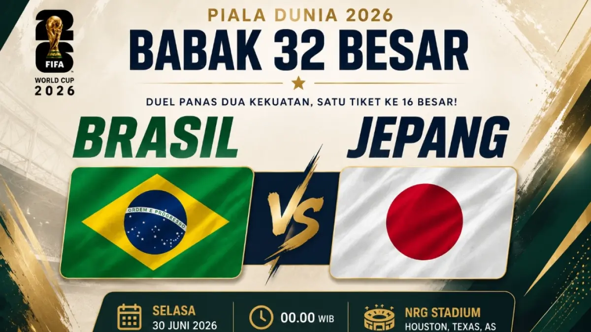 Prediksi Brasil vs Jepang malam ini, Selasa, 30 Juni 2026. (AI ChatGPT)