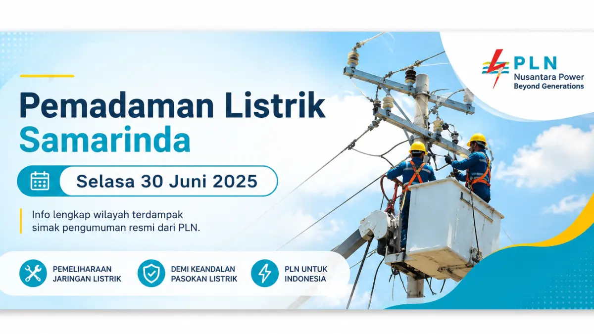 Daftar wilayah Samarinda padam listrik hari ini, Selasa, 30 Juni 2026. (AI ChatGPT)