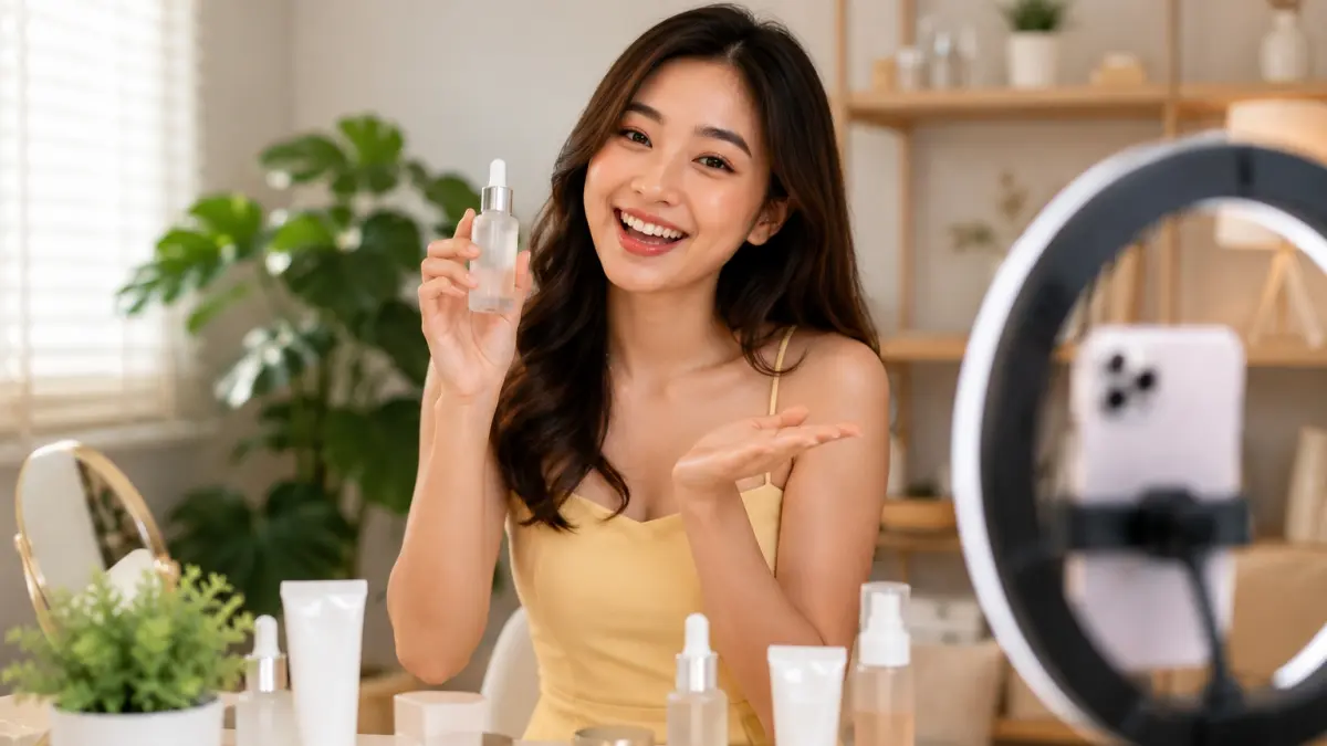 Ilustrasi influencer tengah mempromosikan produk. (AI ChatGPT)
