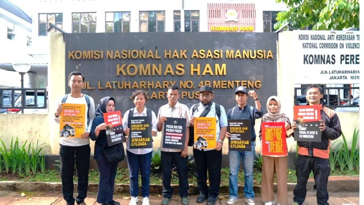 Misran Toni bersama Tim Advokasi untuk Keselamatan Rakyat membawa polemik penyerangan posko tolak hauling di Muara Kate ke jakarta. (Dok Tim Advokasi Keselamatan Rakyat)
