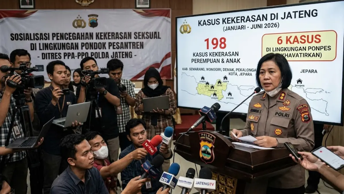 Ilustrasi kasus kekerasan di lingkungan hukum Polda Jateng.(generate ai)