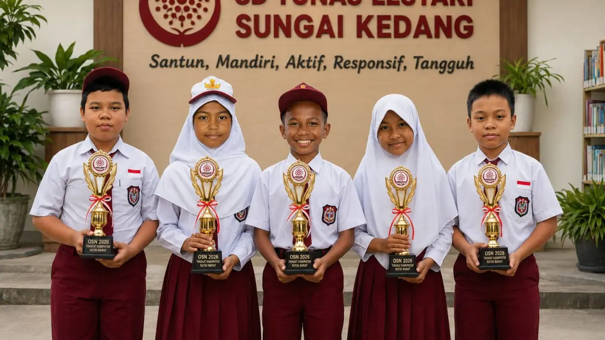 Lima Murid SD Tunas Lestari Sungai Kedang