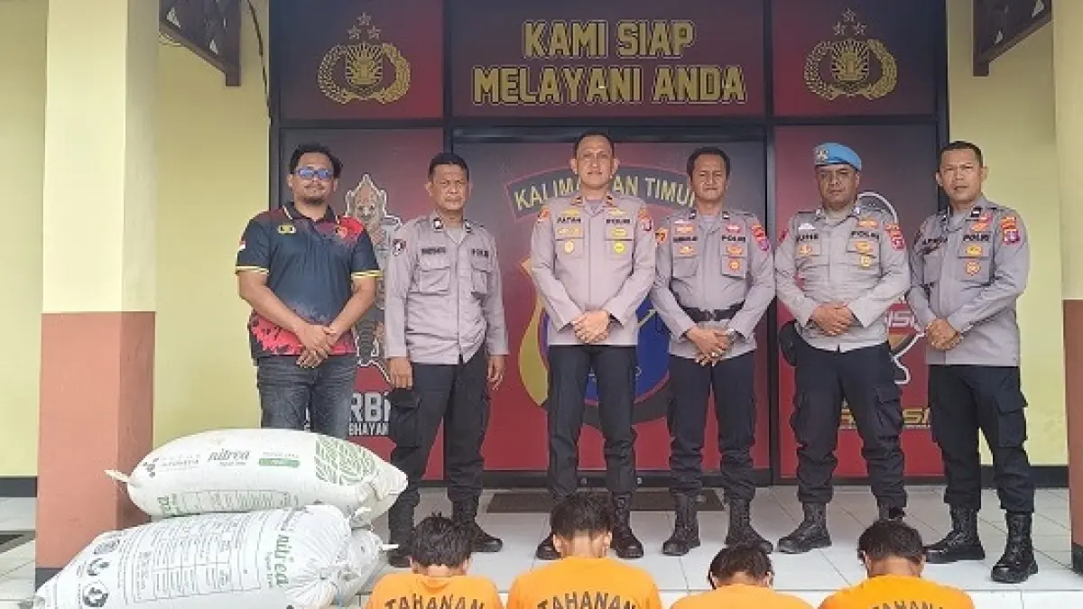 DIAMANKAN: Empat terduga pembobol gudang pertanian di Gunung Mulia, Babulu, yang diamankan Polsek Babulu, Polres PPU.(humas polres ppu)