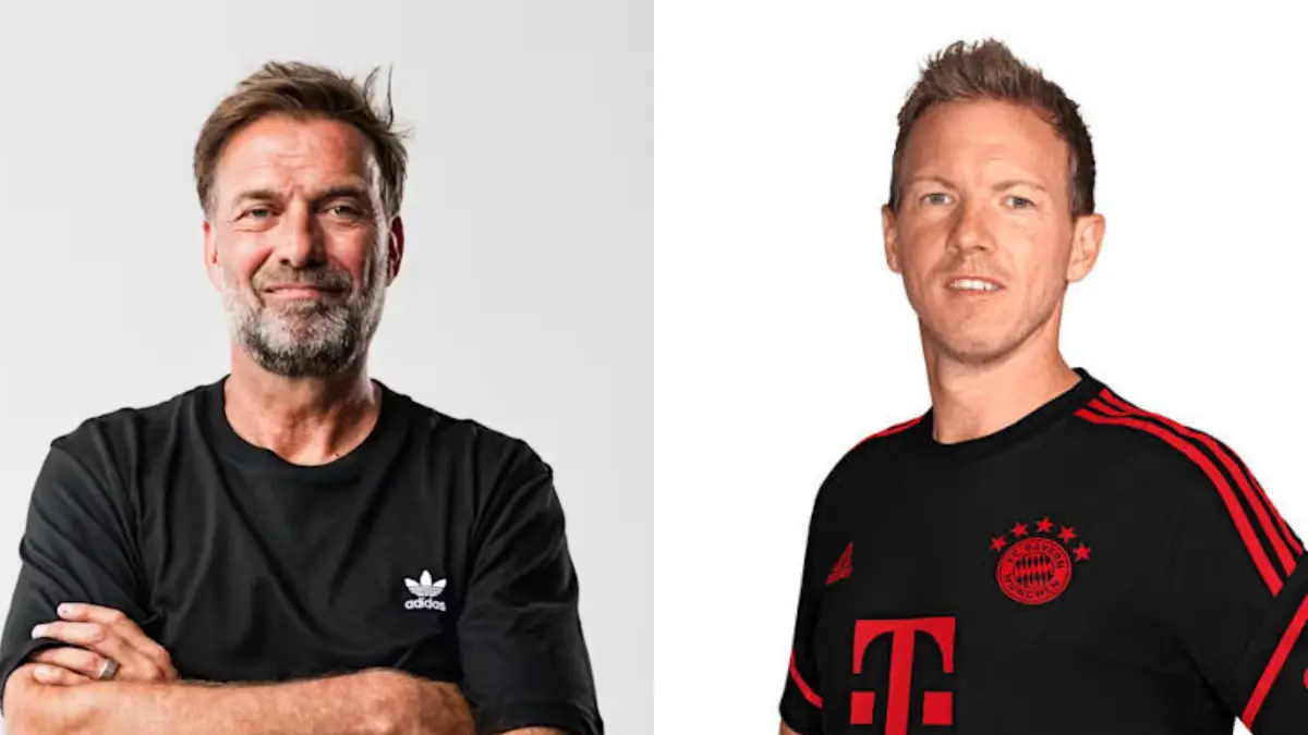 Juergen Klopp (kiri) jadi favorit menggantikan Julian Nagelsmann. (Foto: Red Bull/Bayern)