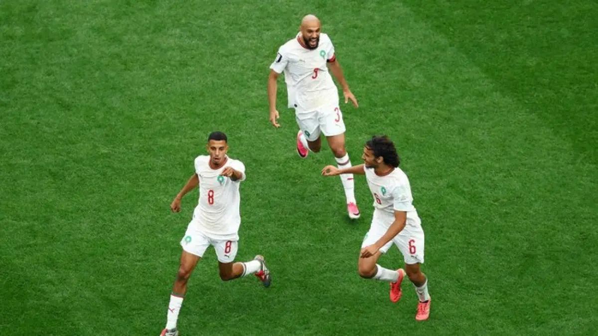 Maroko berhasil lolos ke perempatfinal Piala Dunia 2026, setelah tumbangkan kanada 3-0. (REUTERS/Hannah McKay)