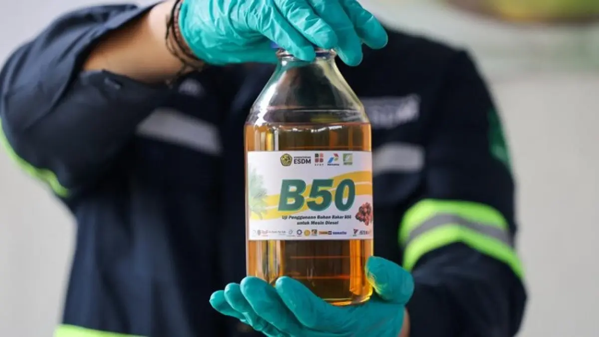 Masih belum ada keterangan resmi pemerintah soal harga BBM diesel baru B50. (REUTERS/Ajeng Dinar Ulfiana)