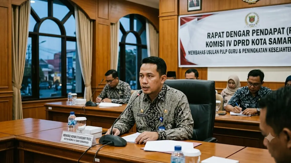 Ilustrasi rapat dengar pendapat membahas kekurangan ratusan guru di Samarinda.(generate ai)