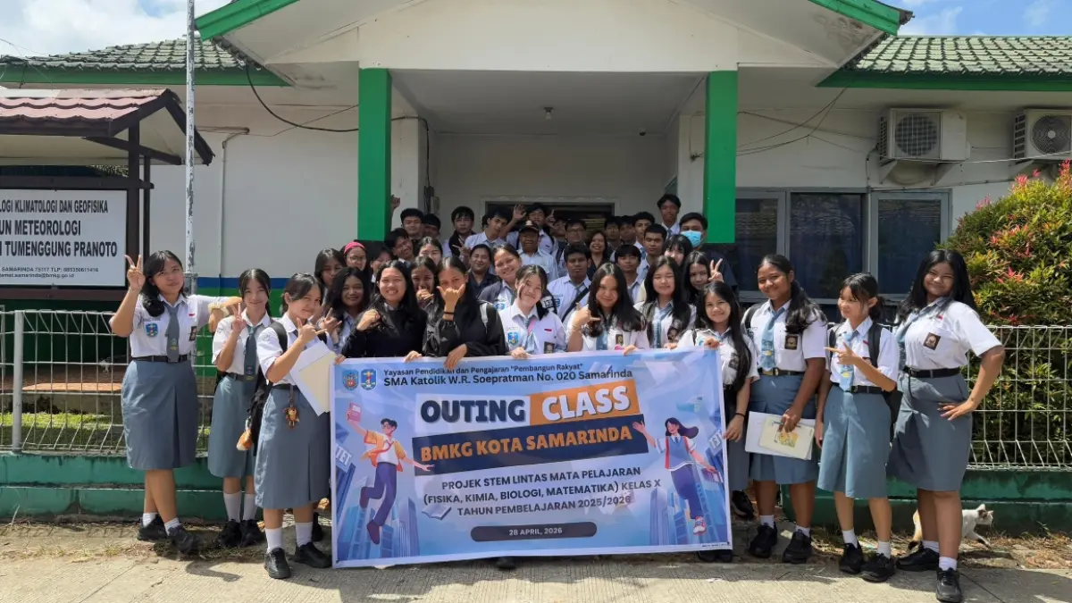 Kunjungan belajar siswa SMA Katolik WR Soepratman No 020 Samarinda ke BMKG Stasiun Meteorologi APT Pranoto Samarinda. (IST)