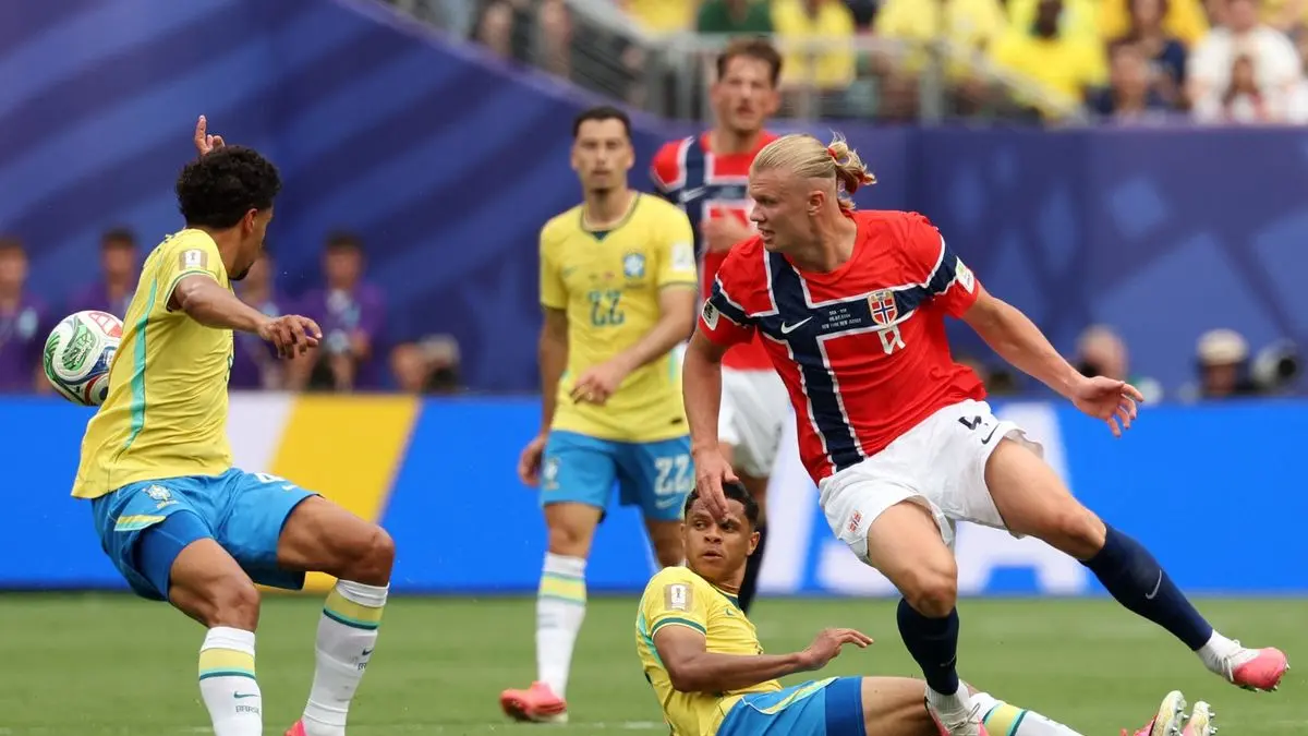 TIm Brasil saat bertemu Norwegia di babak 16 besar Piala Dunia 2026. 