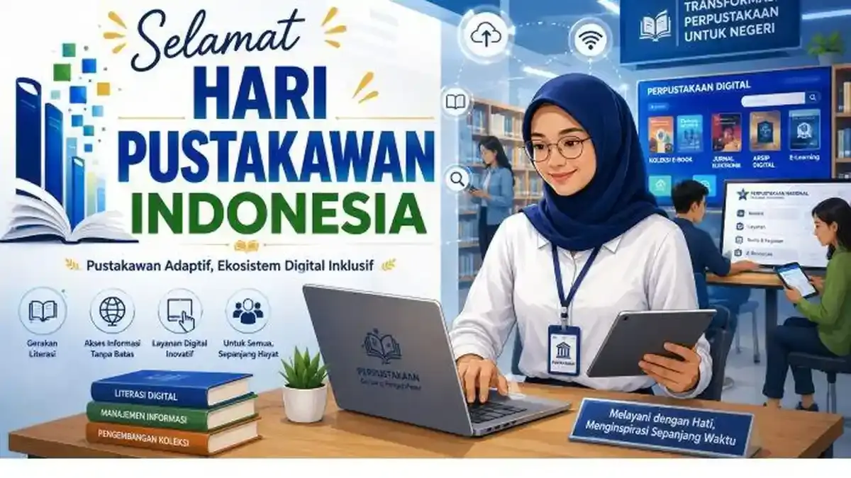 Ilustrasi seorang pustakawan.