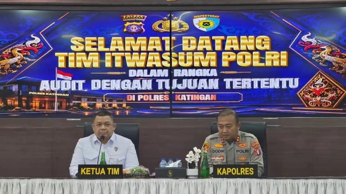 AUDIT: Pasca penggerebekan narkoba yang menyebabkan tiga personel kepolisian gugur, Tim Itwasum Polri turun  ke Polres Katingan untuk melaksanakan Audit Dengan Tujuan Tertentu (ADTT), Selasa (7/7/2026) malam. (Dok Humas Polres Katingan)
