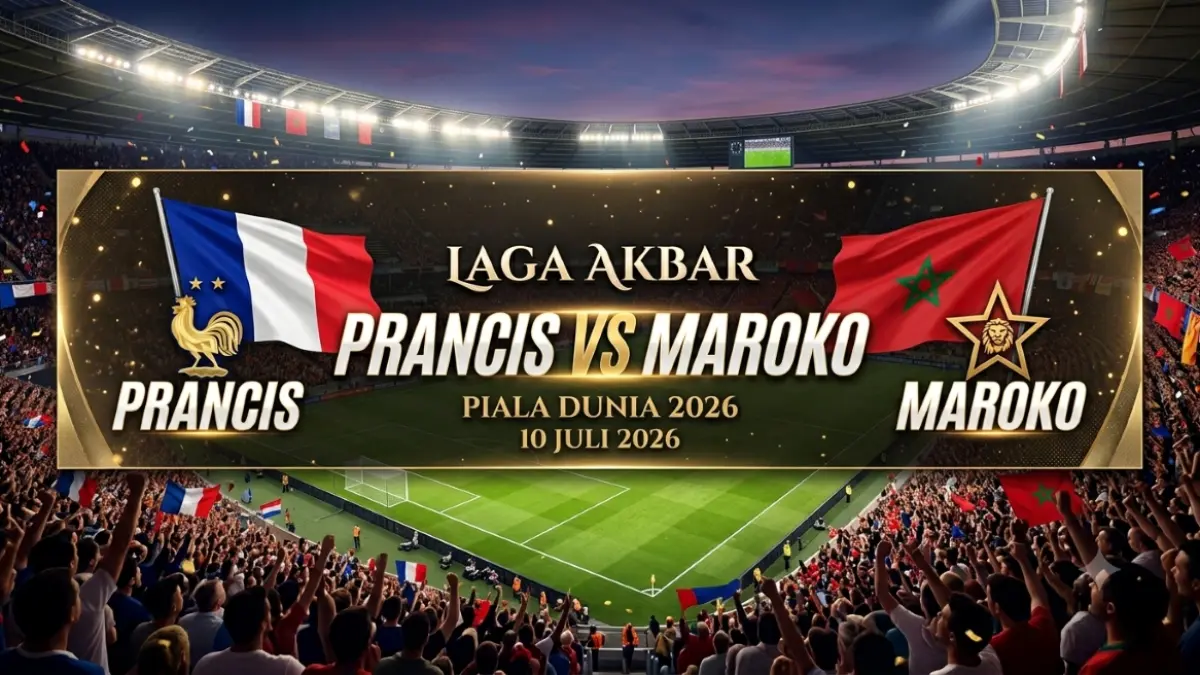 Prediksi susunan pemain Prancis vs Maroko, Jumat, 10 Juli 2026 dini hari. (Gemini AI)