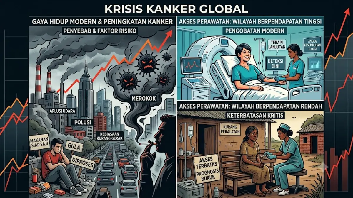 Ilustrasi krisis kanker versi Badan Kesehatan Dunia (WHO).(generate ai)