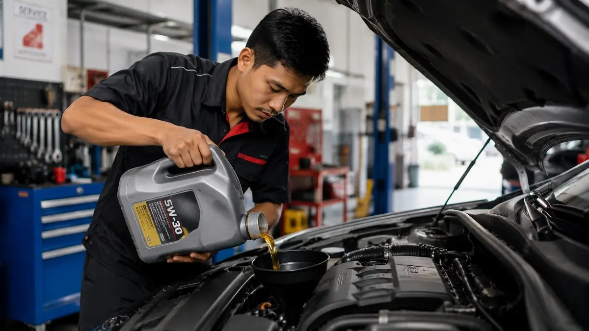 Perhatikan oli mesin untuk cegah overheat saat cuaca panas. &nbsp;