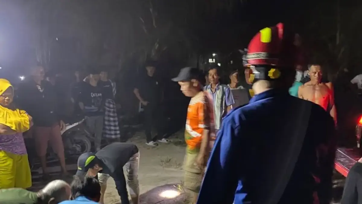 BERPELUKAN: Kebakaran hebat melanda sebuah rumah di Desa Balinuraga, Kecamatan Way Panji, Kabupaten Lampung Selatan, Minggu (12/7/2026) malam. Insiden tragis ini menewaskan sepasang suami istri lanjut usia (lansia) yang ditemukan petugas dalam kondisi saling berpelukan.(ANT)