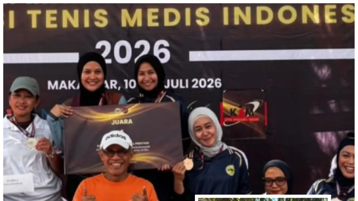 HARUMKAN NAMA DAERAH: Jajaran dokter sekaligus atlet tenis asal RSUD Panglima Sebaya Paser yang sukses menyabet medali pada Kejurnas Perorangan Asosiasi Tenis Medis Indonesia (ATMI) 2026 di Makassar, 10–12 Juli.