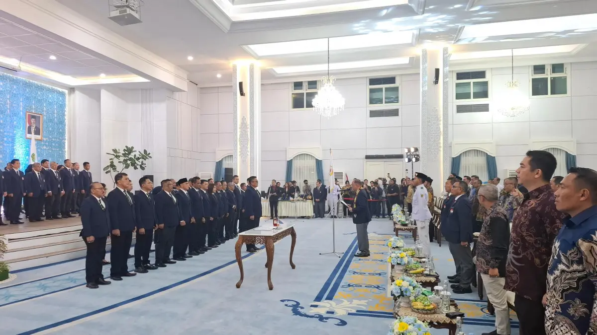 TANCAP GAS: Pelantikan pengurus KONI Kaltim periode 2026-20230 yang dilantik pada Minggu (12/7) di kompleks Kegubernuran Kaltim. (EKO PRALISTIO)