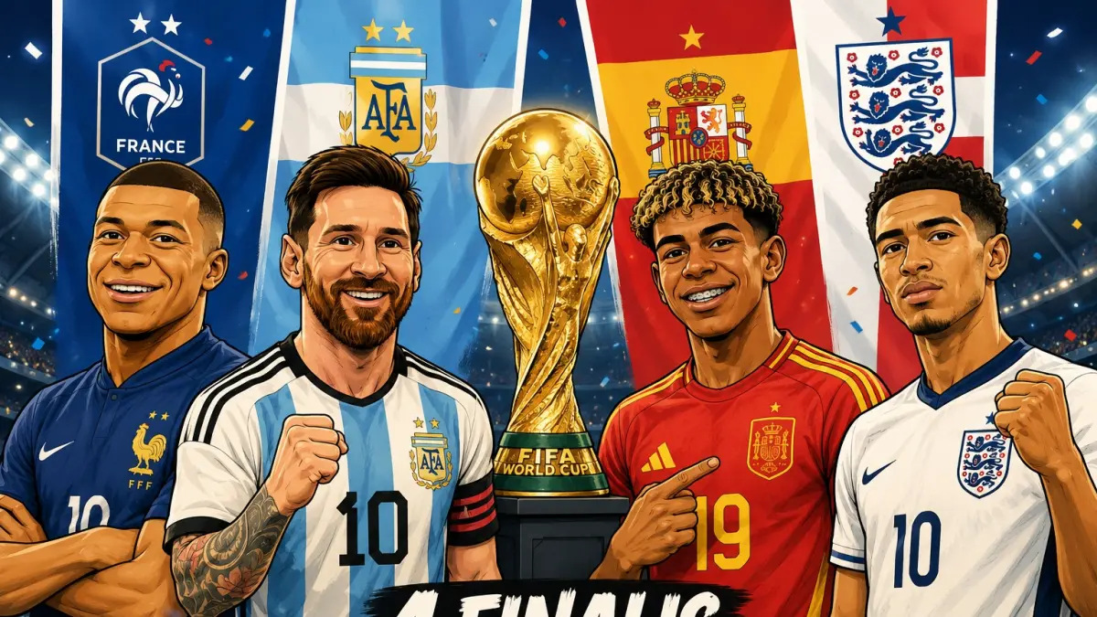 Prancis, Argentina, Spanyol, dan Inggris mencatat sejarah sebagai empat tim penghuni empat besar ranking FIFA yang lolos bersama ke semifinal Piala Dunia 2026.