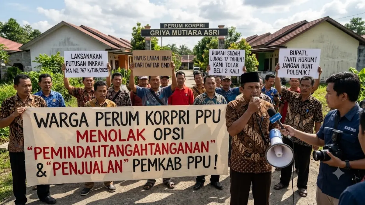 Ilustrasi warga Perum Korpri PPU menolak opsi pemindahtanganan atau penjualan Pemkab PPU.(generate ai)