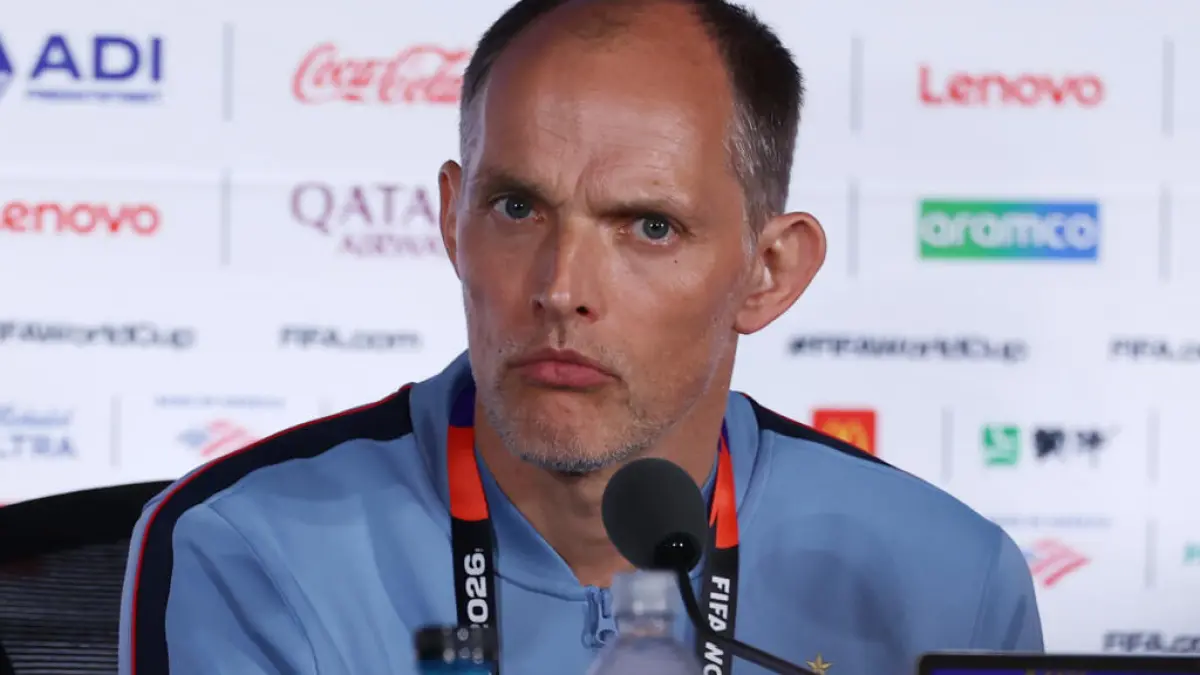 Pelatih Inggris Thomas Tuchel saat jumpa pers jelang pertandingan Inggris melawan Argentina. (Foto: AFP)