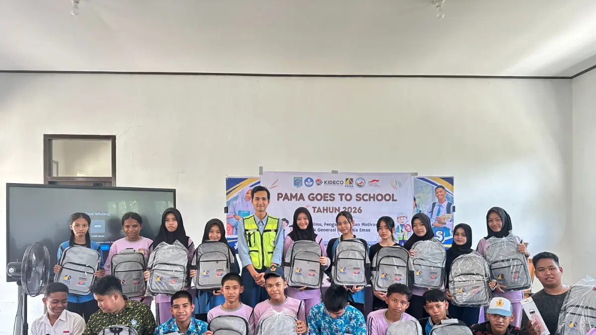 SEKOLAH KEMBALI: Pama Kide memeriahkan kegiatan MPLS di SMAN 1 Muara Samu dengan agenda Pama Goes To School, Kamis (16/7/2026)