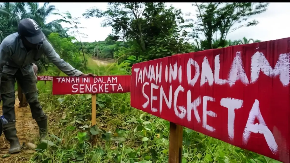 ILUSTRASI: Penanda dipasang di area yang masih menjadi objek sengketa lahan.