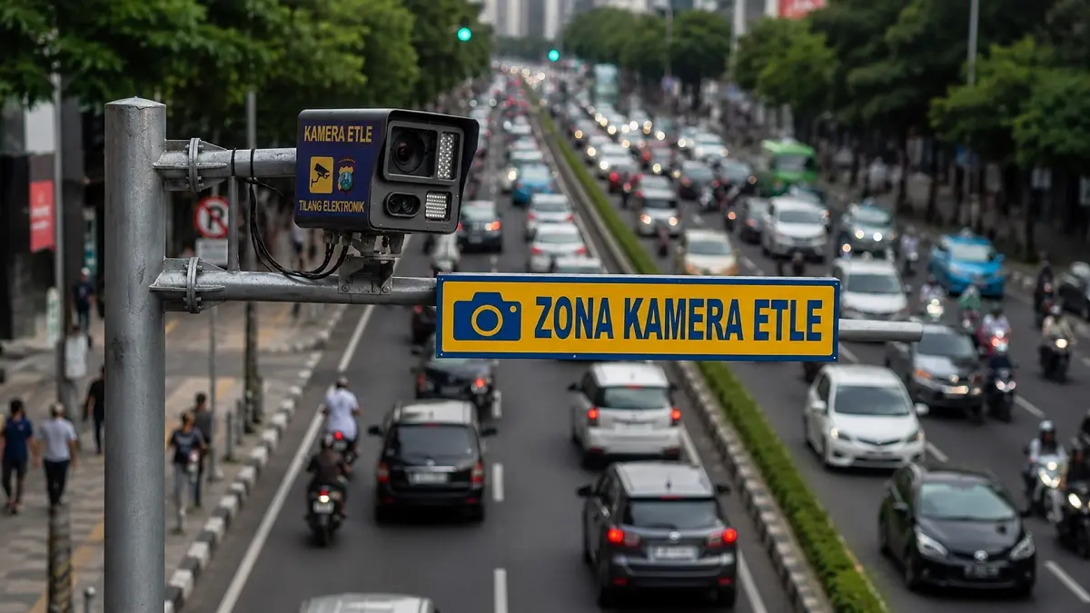 Kamera ETLE merekam pelanggaran lalu lintas secara otomatis. Pengendara diimbau mematuhi aturan untuk menghindari tilang elektronik.