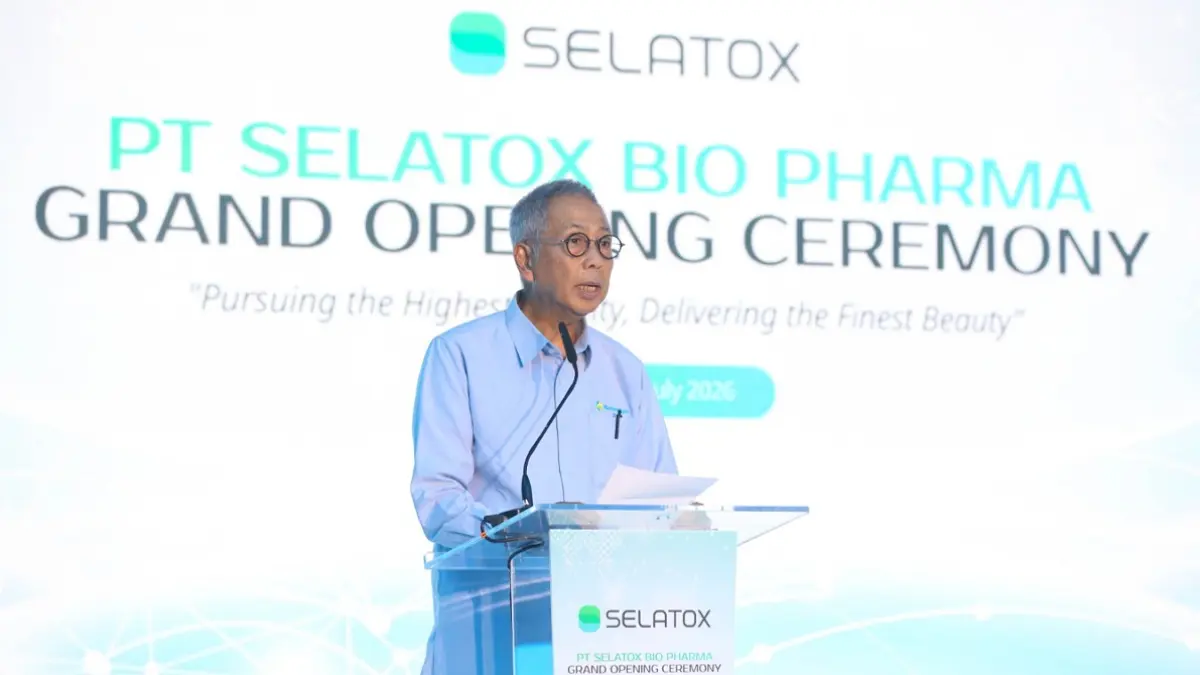 Staf Khusus Menteri Kesehatan Bidang Transformasi Sistem Kesehatan, Kementerian Kesehatan RI, menyampaikan peran fasilitas manufaktur PT Selatox Bio Pharma dalam memperkuat ketahanan kesehatan dan kemandirian farmasi Indonesia. (Foto: Istimewa)
