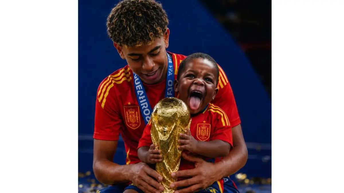 Lamine Yamal dan Keyne, adik tirinya. (IST)