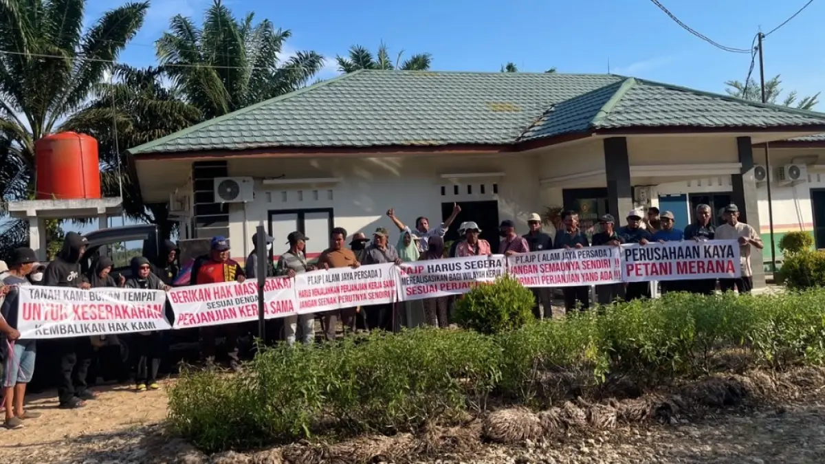 TUNTUT KEJELASAN HAK: Pembagian hasil kebun plasma di Samboja, Kutai Kartanegara, terus diwarnai sengketa antara tiga koperasi mitra dengan PT AJP terkait dugaan alih fungsi lahan sawit menjadi tambang, pemotongan cicilan investasi bernilai miliaran rupiah, hingga rencana pembatalan perjanjian lama.