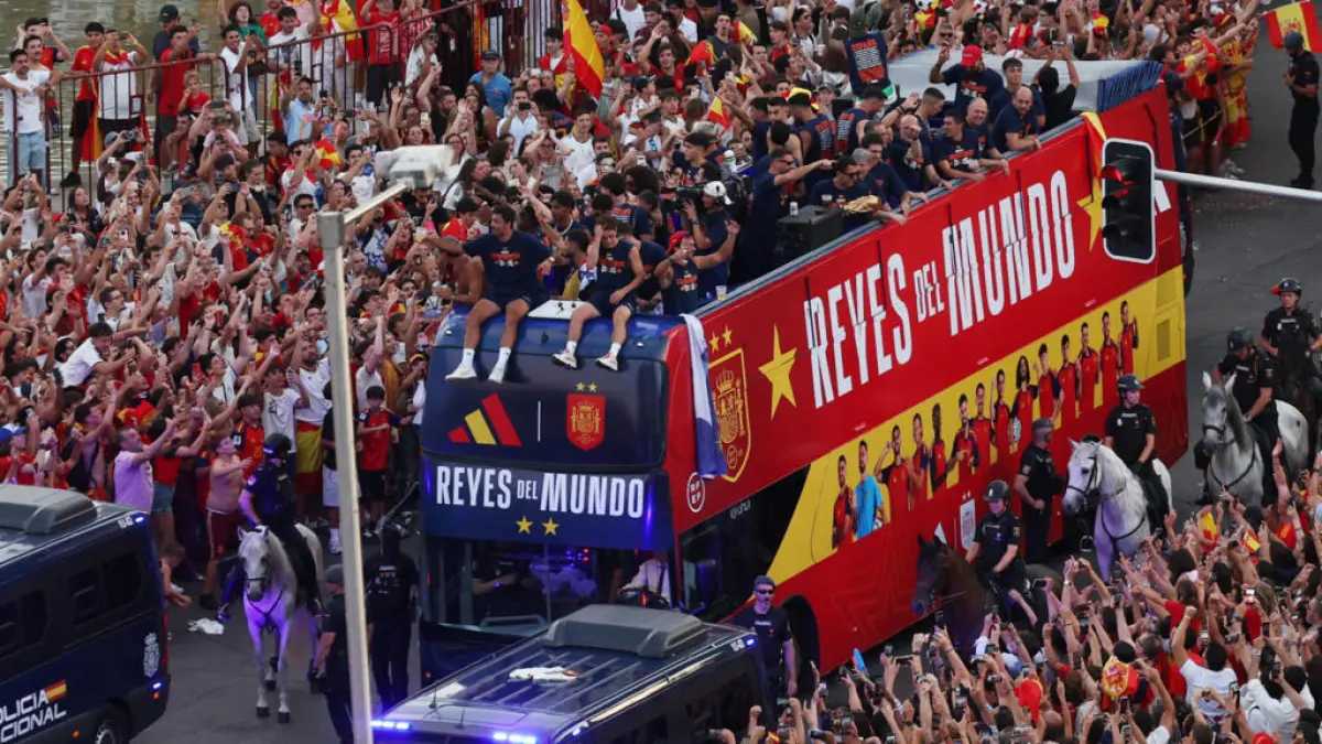 Parade juara Timnas Spanyol di Madrid. (Foto: AFP)