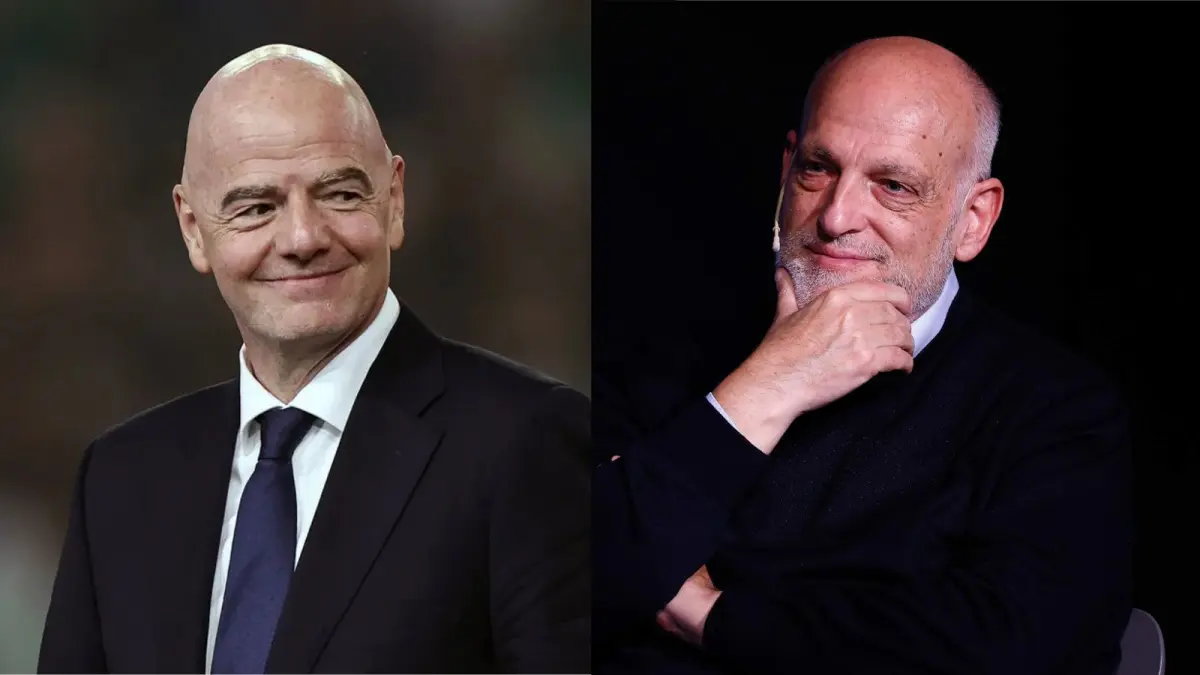 Presiden FIFA Gianni Infantino dan Presiden La Liga Javier Tebas. (IST) 