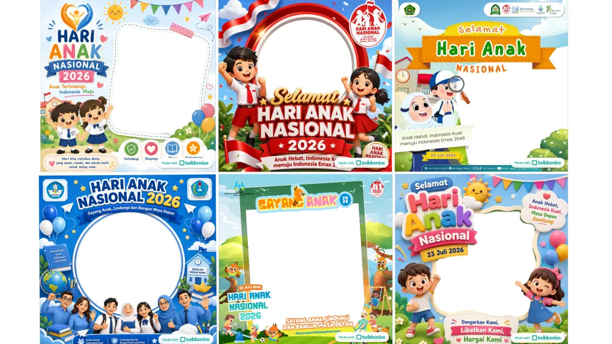 Warna-warni twibbon Hari Anak Nasional 2026. (twibbonize.com)