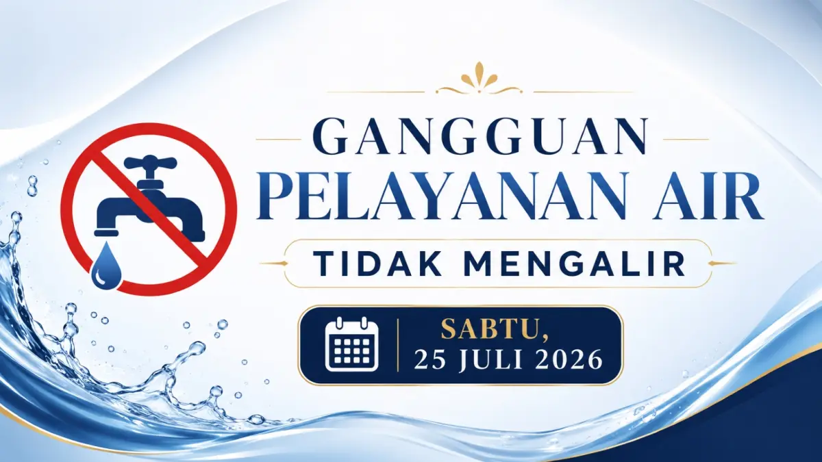 Perumda Tirta Kencana Samarinda umumkan gangguan pelayanan air tidak mengalir, Sabtu, 25 Juli 2026. (ai/chatgpt)