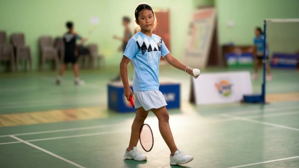 ASAH KEMAMPUAN : Azkiya Khalisha K, atlet PB Mega Badminton Club turut ambil bagian di Kejurkot Bulutangkis kategori usia dini putri.