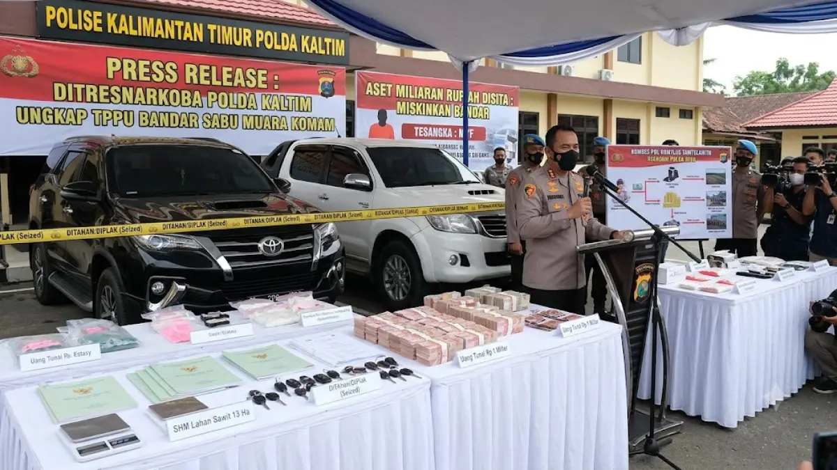 Ilustrasi Polda Kaltim memiskinkan bandar sabu narkoba di Kabupaten Paser.(generate ai)