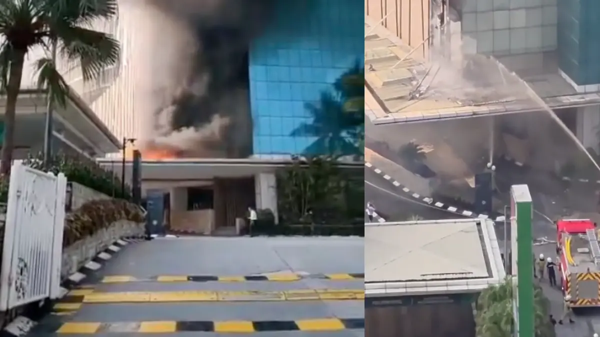 Tangkapan layar dari video kebakaran Hotel Pullman Jakarta yang ramai di media sosial.