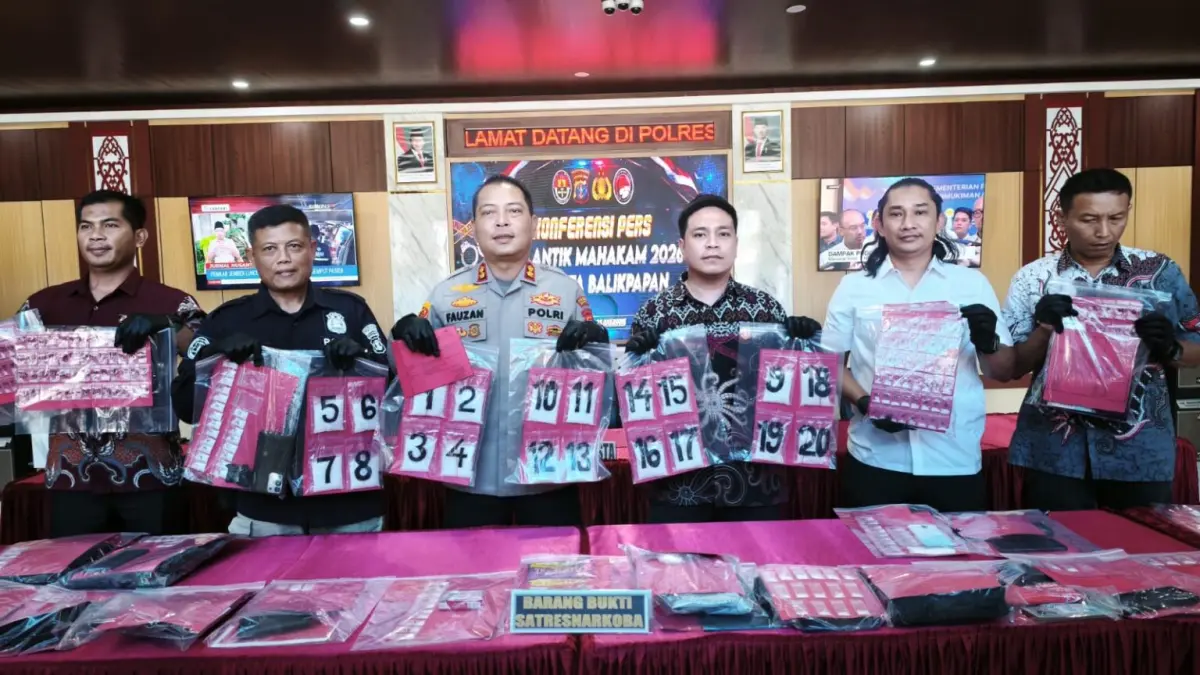 NARKOBA: Polresta Balikpapan mengumumkan pengungkapan narkoba selama kurun waktu 20 hari.