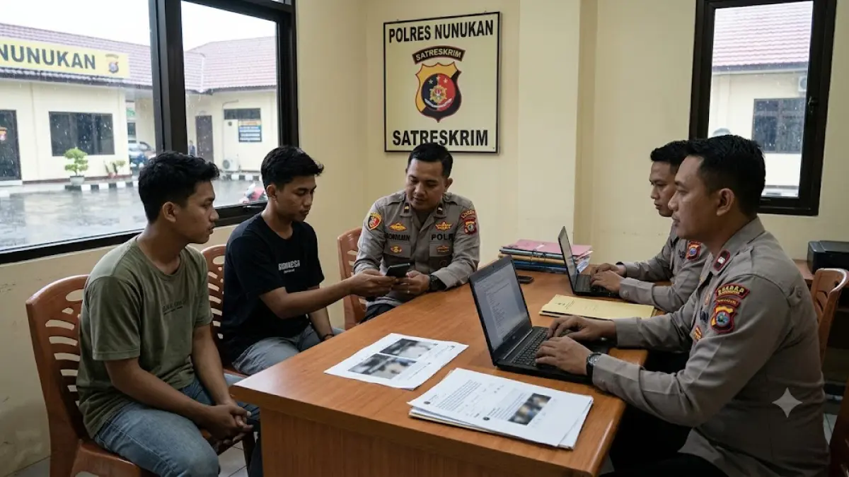 Ilustrasi Polres Nunukan, Kalimantan Utara, mengamankan dua remaja yang diduga mengunggah status bernuansa SARA di media sosial.(generate ai)