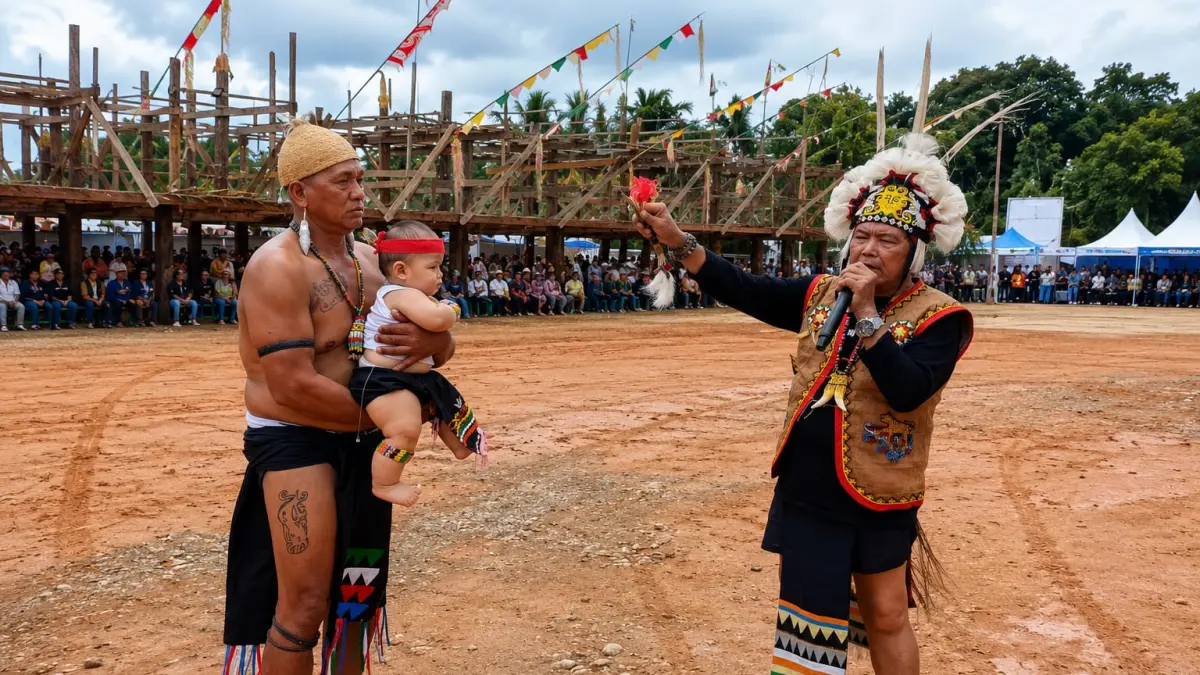KEARIFAN LOKAL: Salah satu rangkaian ritual Pesta Adat Budaya Ufah suku Dayak Kayan di Desa Miau Baru, Kecamatan Kongbeng, Kutim, pada 2025 lalu. Tradisi syukur usai panen itu kembali digelar Minggu (9/8/2026). (IST)

&nbsp;

&nbsp;