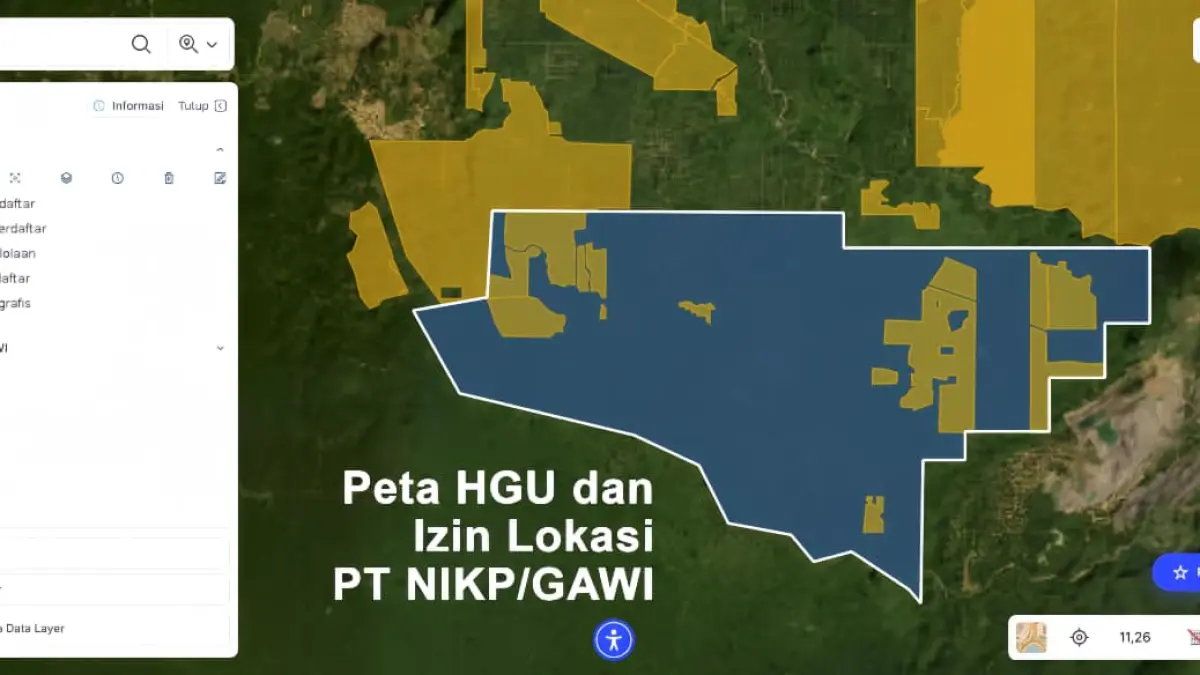 SAWIT: Peta Hak Guna Usaha (HGU) PT Nusa Indah Kalimantan Plantations (NIKP) di Kecamatan Rantau Pulung, Kutai Timur. 