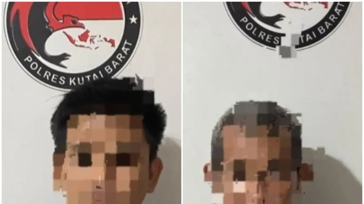 TERSANGKA: Petugas Satresnarkoba Polres Kutai Barat mengamankan dua tersangka beserta barang bukti 11 paket sabu hasil pengembangan kasus peredaran narkotika di Kecamatan Long Iram.
