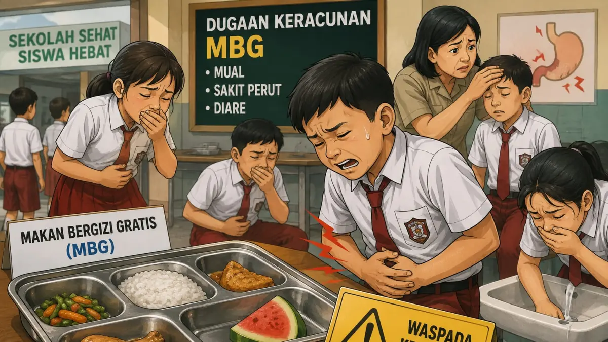 Kasus dugaan keracunan usai mengonsumsi menu MBG di Kota Bontang meluas ke empat sekolah meliputi SDN 012 Bontang Selatan, SD Muhammadiyah Bontang Utara, PAUD Al Hikmah, dan SMPN 1 Bontang. Berdasarkan data sementara, sebanyak 30 siswa dan guru mengeluhkan mual, sakit perut, hingga diare usai mencicipi lauk yang dipasok dapur SPPG. (Ilustrasi foto)