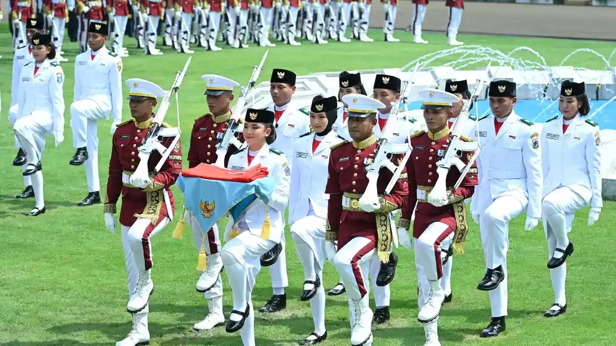 Paskibraka saat Upacara Kemerdekaan RI di Istana Merdeka Jakarta.