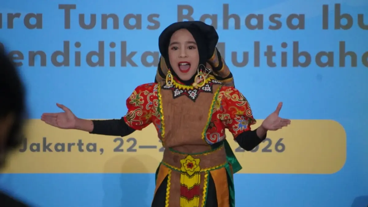 Penampilan Betoreh Arcelona di Festival Tunas Bahasa Ibu Nasional 2026 di Jakarta beberapa bulan lalu.&nbsp;