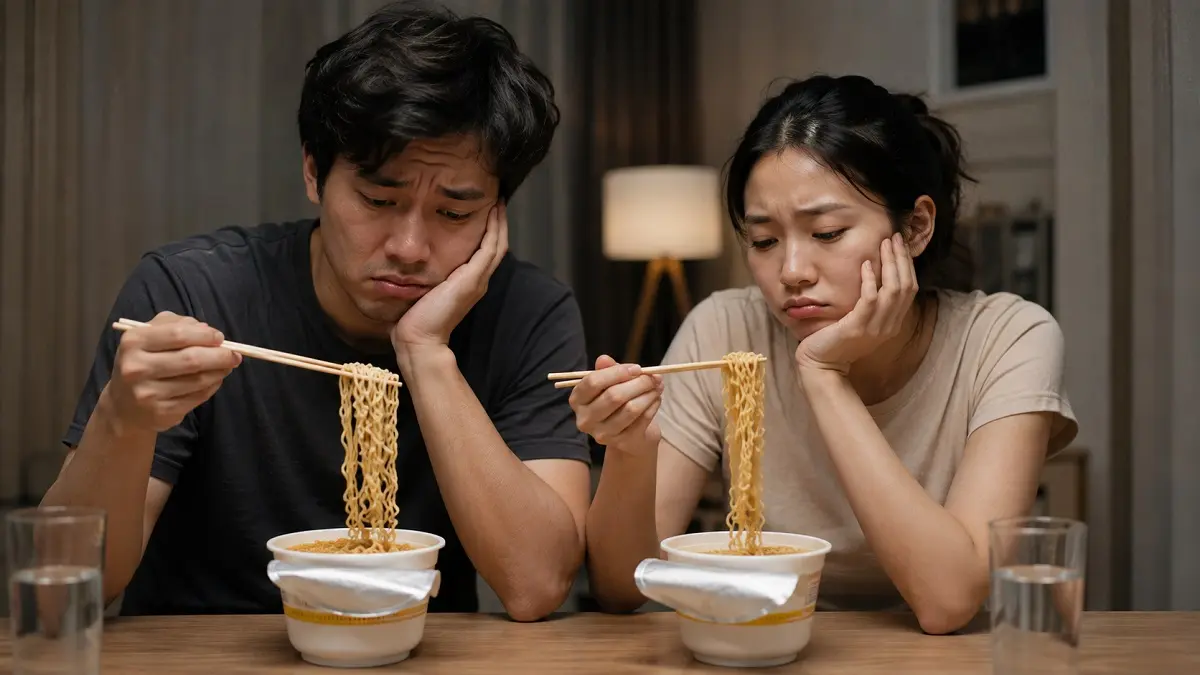 ilustrasi makan mie
