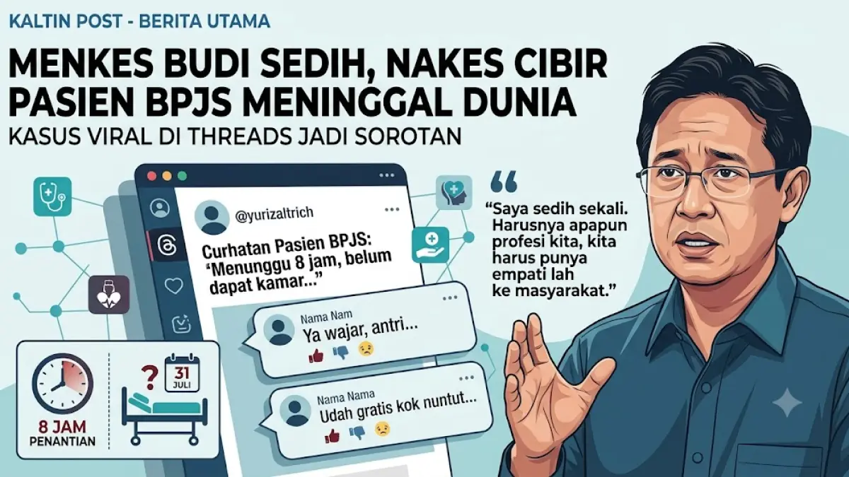 Ilustrasi Menkes Budi Gunadi Sadikin sedih naker cibir pasien BPJS hingga meninggal dunia.(generate ai)