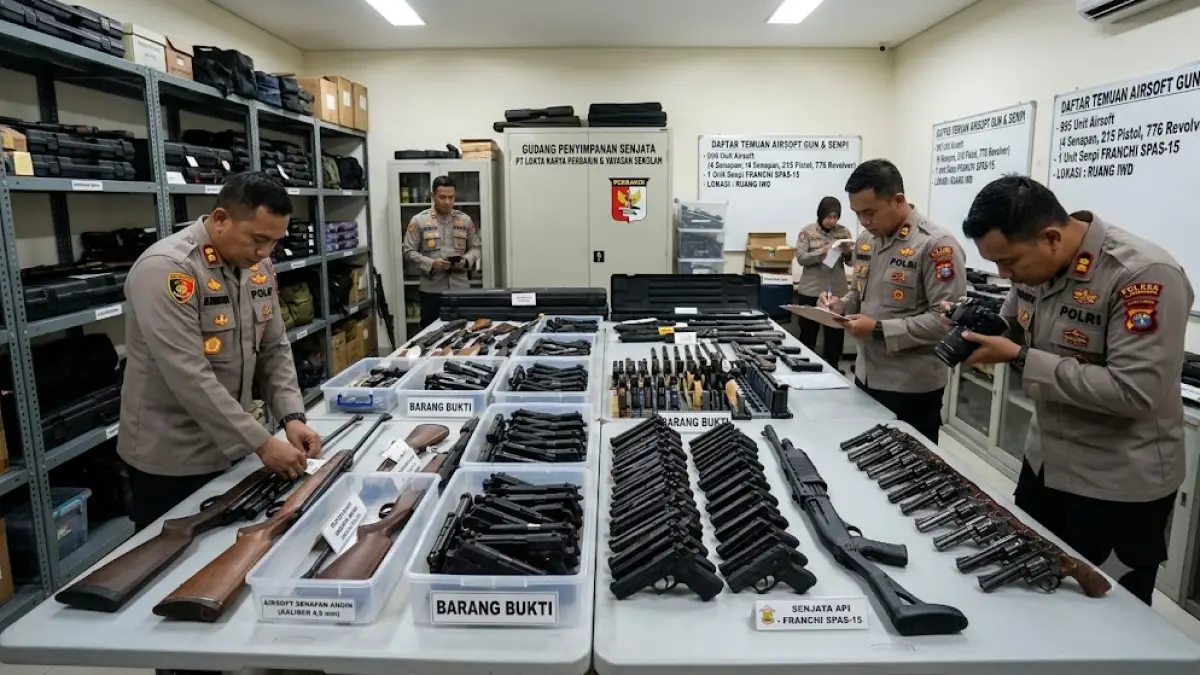 Ilustrasi temuan ratusan softgun yang disimpan di sebuah sekolah swasta di Jakarta Selatan.(generate ai)
