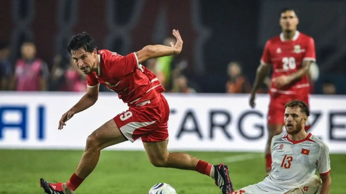 Timnas Indonesia di Piala AFF 2026 harus tersingkir dari Grup A setelah bermain imbang 1-1 melawan Singapura. Hasil tersebut membuat Garuda gagal melaju ke semifinal. (ANTARA/Bayu Pratama S)